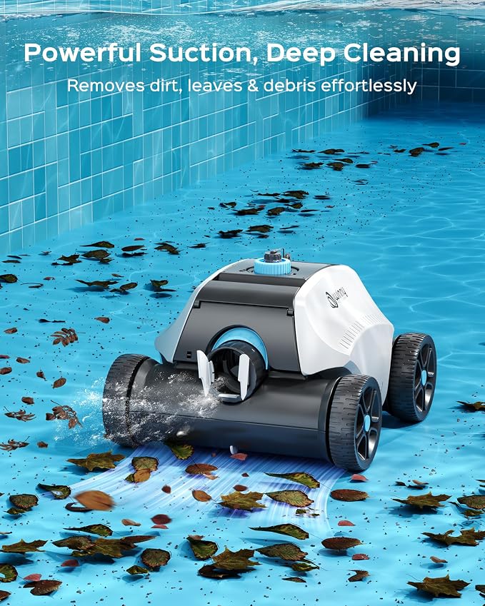 2026Cordless Robotic Pool Cleaner for Above Ground Pools – 6600mAh Battery Delivers 135Mins Running Time & 55W Strong Suction, Auto‑Parking Pool Vacuum with 185μm Filter Basket,1,350 Sq.Ft