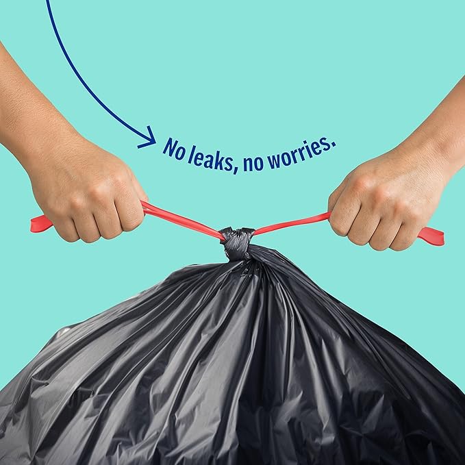 STAPLES PERK Black Kitchen Trash Bags, 33 Gallon Garbage Can Liners, Drawstring Closure, Great for Home, Office, Classroom, 30-Pack