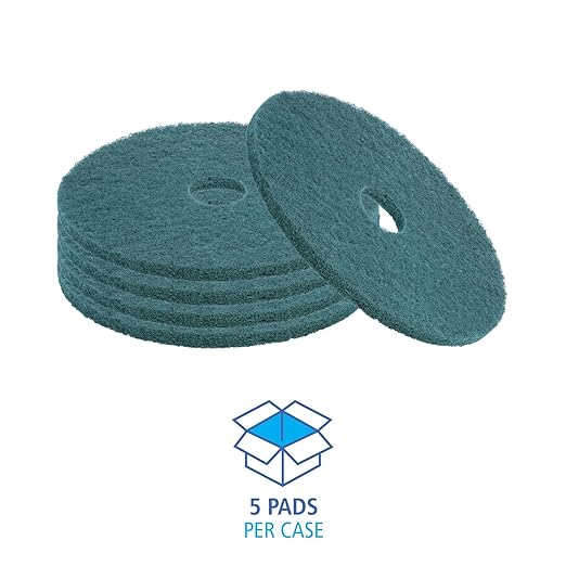Boardwalk BWK4018GRE 18 in. Diameter Heavy-Duty Scrubbing Floor Pads - Green (5/Carton)