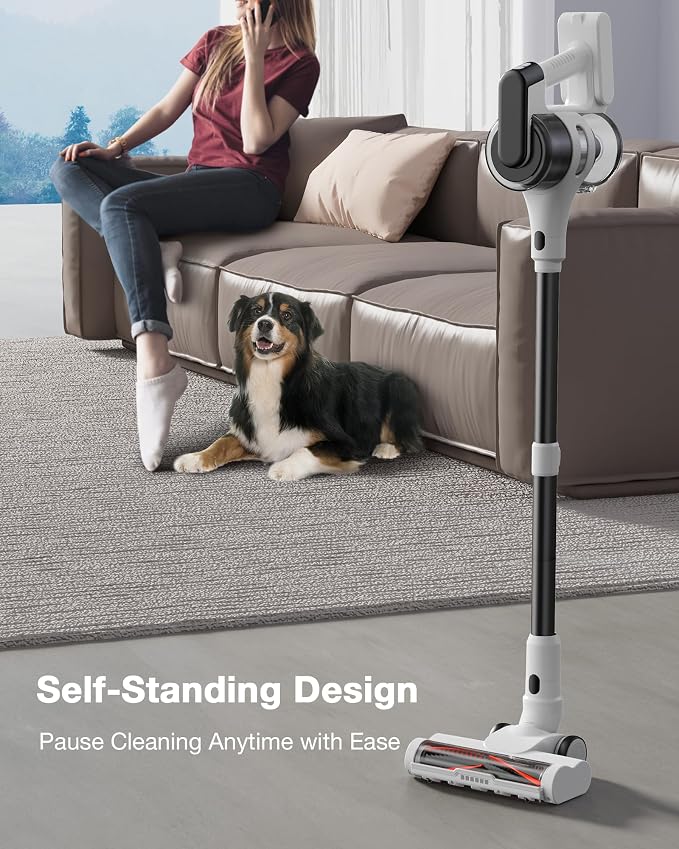Maircle Cordless Stick Vacuum Cleaner for Home, Lightweight Rechargeable Vacuum with 55min Runtime, Powerful Suction, Green LED Headlight, 9-in-1 Pet Hair Carpet & Hardwood Floor Cleaner