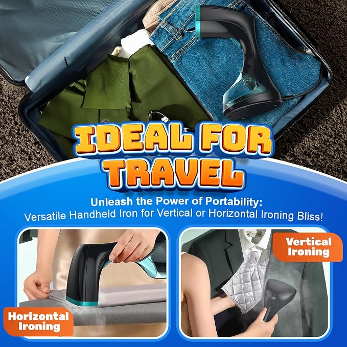 Steamer for Clothes, 1800W Clothes Steamer Handheld with 15s Fast Heat-Up, 3 Steam Modes, 300ml Tank, Portable Garment Steamer Wrinkle Remover with Fabric Brush & Glove for Home, Travel, Dorm, Office