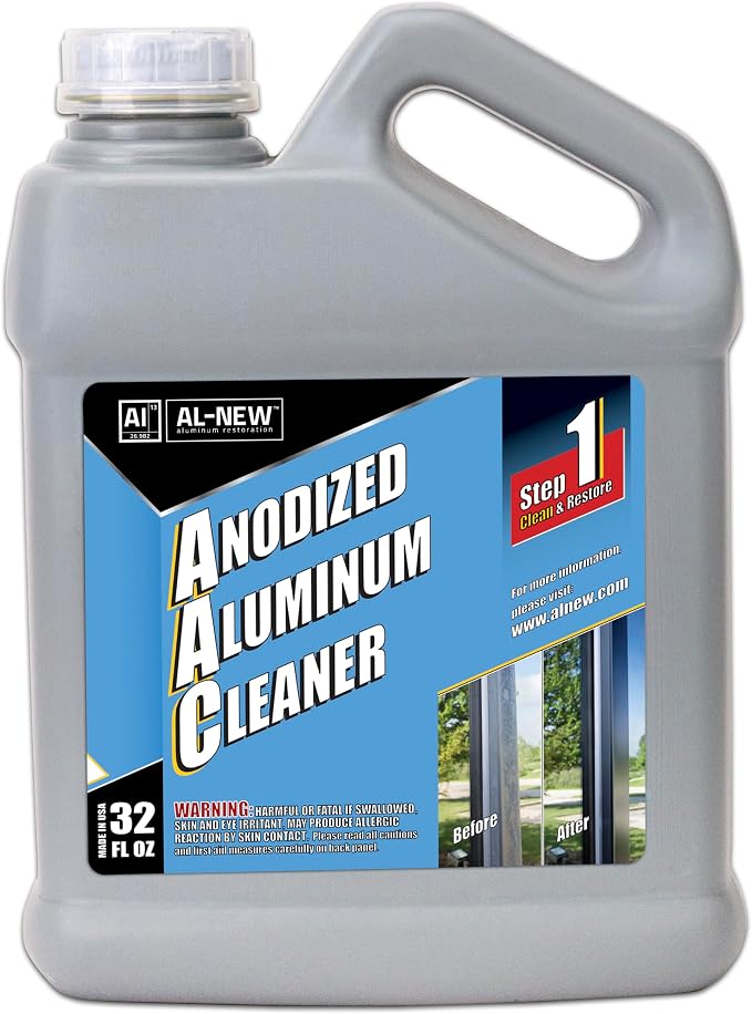 AL-NEW Anodized Aluminum Cleaner | Retail & Commercial Cleaner Perfect For Use On Anodized Windows, Doors, & More (32oz Cleaner)