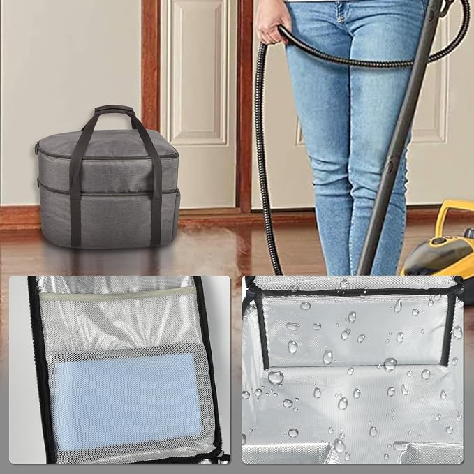 Bag for Wagner Spraytech 0282014 905e/915e/925e Portable Steam Cleaner, Foldable Handheld Steamer Storage Case for 18 Accessories Cleaning Brushes, Wallpaper Steam Plate with Pockets-Bag Only