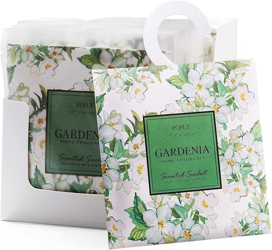 12 Pack Gardenia Scented Sachets, Long-Lasting Fresh Scent, Air Freshener for Closet & Drawers, Hanging Deodorizer for Home