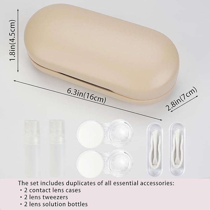 Lasiyanor 2 in 1 Eyeglass Case Portable Double Sided Contact Lens Box Multifunction With Tool for Travel Daily Outdoor