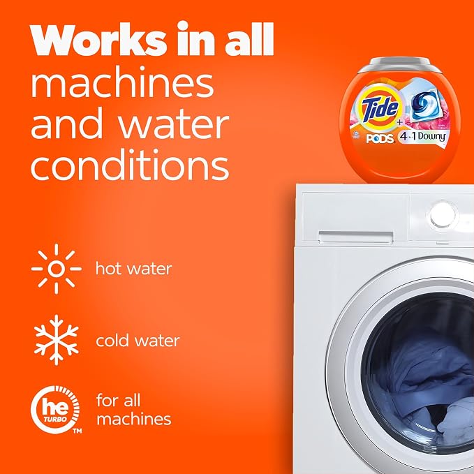Tide PODS Laundry Detergent Soap with Downy 4-in-1 Stain Remover Freshness Softness Detergent pacs, April Fresh Scent, 85 Count