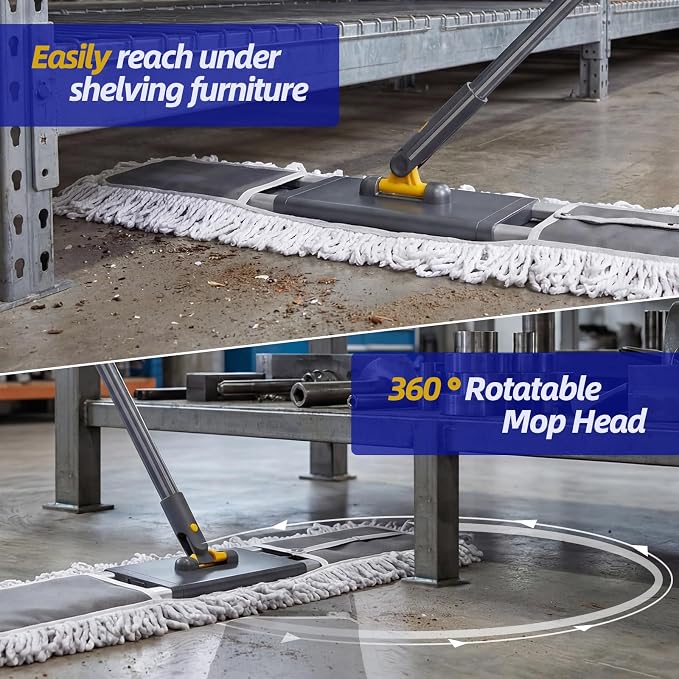 36" Commercial Dust Mops for Floor Cleaning, Masthome Professional Industrial Mop with 2 Pads, Heavy Duty Commercial Mop with 62'' Long Handle,Large Floor Mops for Office Garage Warehouse Factory Mall