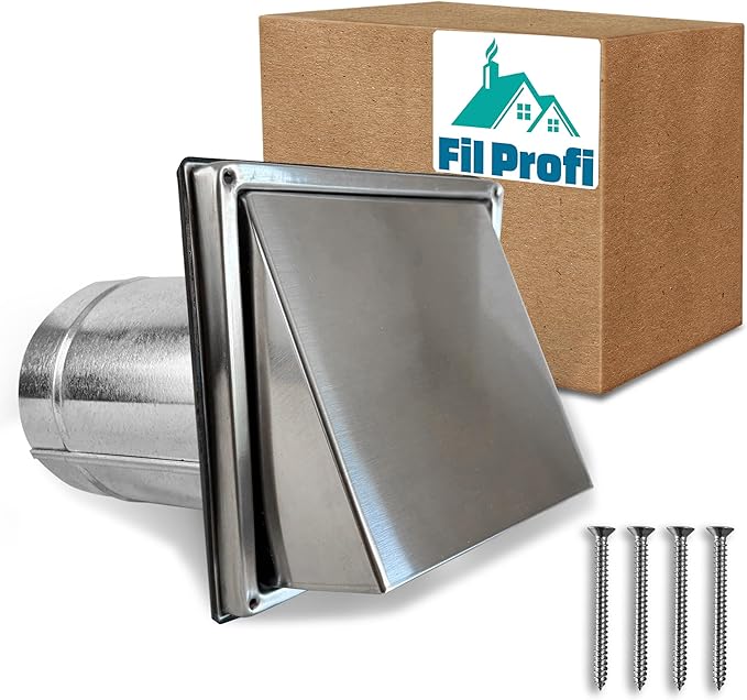 Wall Vent Cover. Exhaust Duct kit Outside The House. Kitchen,Fan,Dryer Deflector. (4 Inch)