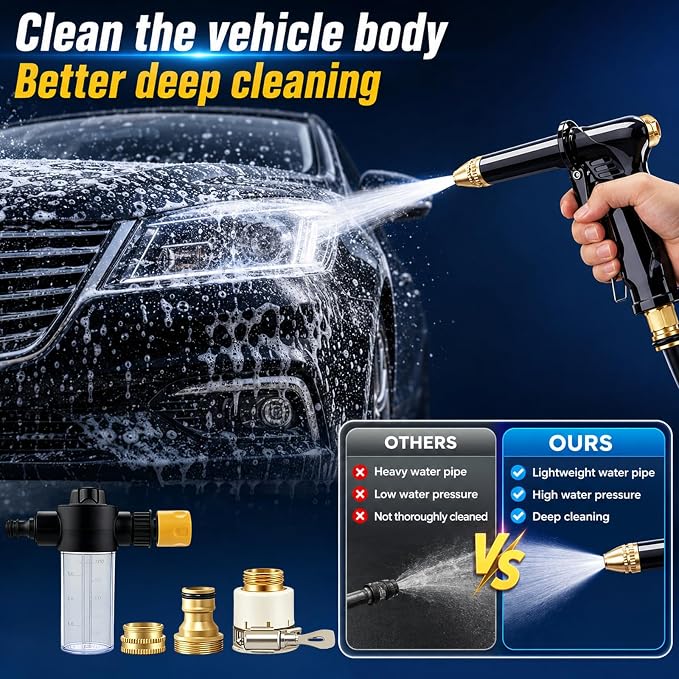 KLIFE Jet Nozzle Power Washer for Garden Hose, Upgrade Pressure Washer Wand, Adjustable High Pressure Water Nozzle for Car Washing Patio Garden Outdoor Cleaning