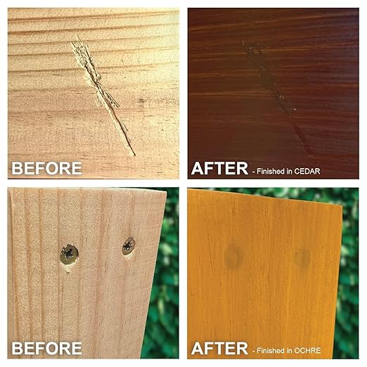 Waterproof Wood Filler [1-Quart, Cedar] - Exterior Grade Repair in 18 Paintable and Stainable Colors. Strong Adhesion and Durability for Outdoor Wood in All Weather Conditions.