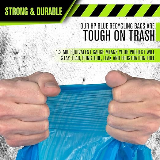 Aluf Plastics 55 Gallon Blue Trash bags for Rubbermaid Brute - Pack of 100 - Garbage or Recycling bags 38" x 55" 1.2 (equivalent) MIL - For Industrial, Home, Contractor