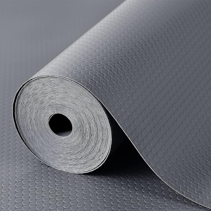 Shelf Liners for Kitchen Cabinets Refrigerator Liners Waterproof Kitchen Cupboard Liner Non-Slip Drawer Mats EVA Material Non Adhesive Fridge Mats for Shelves - Gray 17.5 x 393.7 Inches
