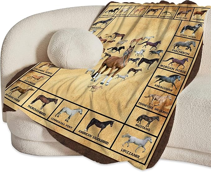 Horse Blanket Throws Horse Gifts Horses Throw Blanket for Girls Boys Kids Adults Soft Warm Cozy Fleece Blanket for Couch Sofa Bed 50"x40"