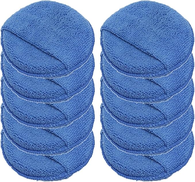 2/5/10Pcs 5-inches Microfiber Wax Applicator Pad Ultra Soft Car Polishing Sponge with Finger Pocket Auto Care Polish Foam Sponge(Blue 10Pcs)