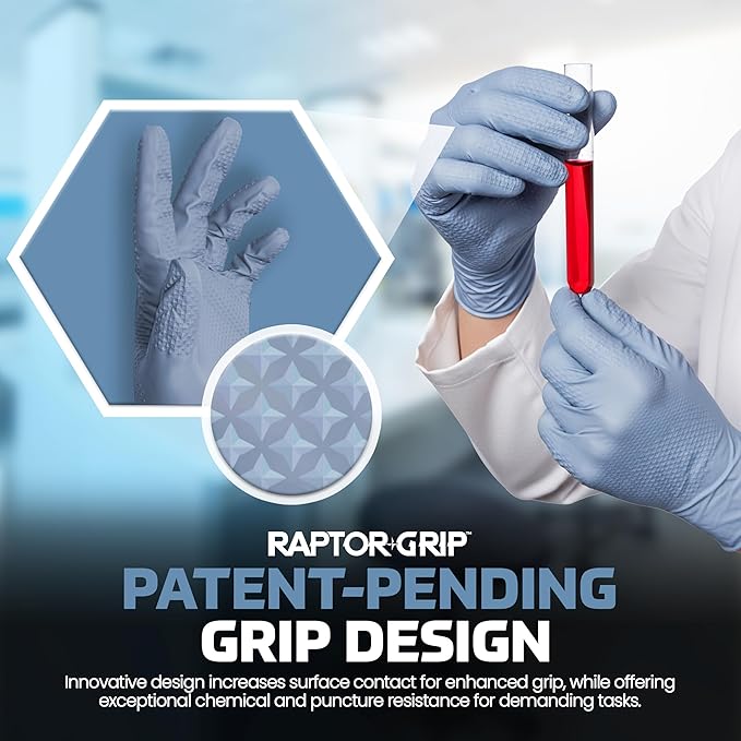 Raptor Grip™ Powder Free Exam Grade Nitrile Gloves