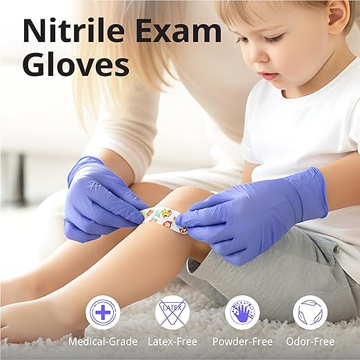 SwiftGrip Disposable Nitrile Exam Gloves, 3mil, XL, Box of 100, Violet Nitrile Gloves Disposable Latex Free for Medical, Cleaning, Cooking & Esthetician, Food-Safe, Powder-Free, Purple, Non-Sterile