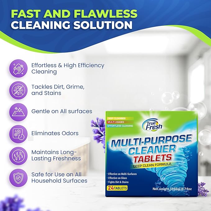 True Fresh 25 Washing Machine Cleaner Tablets & 24 Multi-Surface Cleaning Tablets – Ultimate Combo for Deep Cleaning Washers & Home Surfaces 12 Month Supply