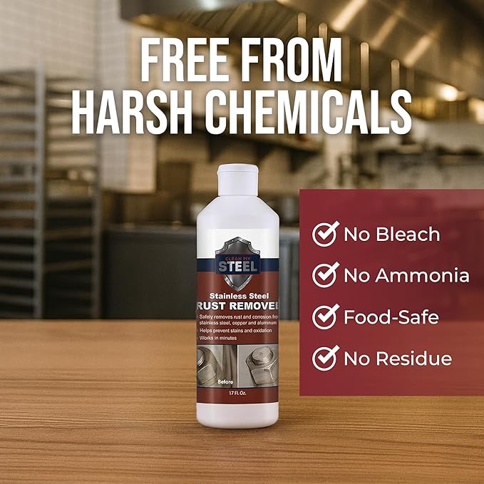 CLEAN MY STEEL Stainless Steel Rust Remover and Stain Cleaner | 1 Liter | NSF Certified | Commercial & Industrial Grade