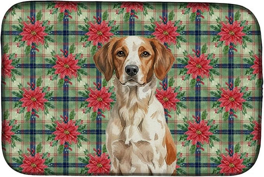 Caroline's Treasures Roan Brittany Christmas PoinsettIas Dish Drying Mat Absorbent Dish Drying Mat Pad for Kitchen Counter Dish Drainer Mat for Countertop, 14 x 21", Multicolor