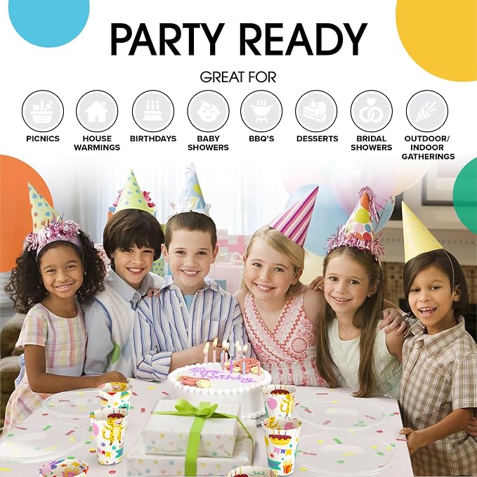 Exquisite Party Solids Clear Plates Disposable Clear Plastic Plates 100 Pieces - 50-7" & 50-9" Heavy Duty 350 GSM Disposable Dinnerware Sets, Plastic Dinnerware Sets