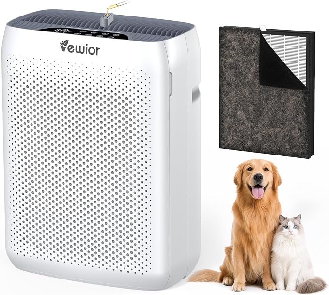 VEWIOR Air Purifiers for Home Large Room Up to 3000Sq.ft, H13 HEPA Air Cleaner with Washable Filter, PM2.5 Display, Sleep Mode, Timer, Aromatherapy, Auto Mode for Smoke, Pet Hair, Wildfire