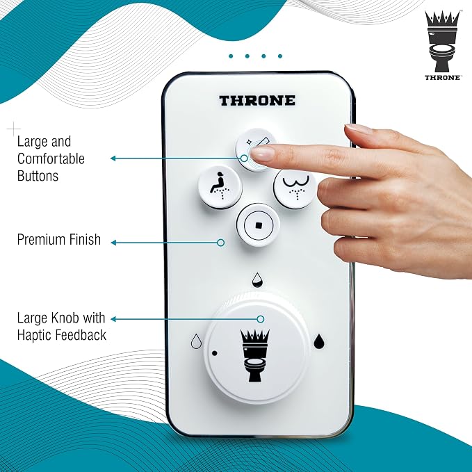 Throne Bidet Attachment for Toilet – USA Patented - Non-Electric Self Cleaning Cold Water Sprayer Double Nozzle (Frontal & Rear Wash) Bidet Toilet Seat Attachment, Easy Install (White)