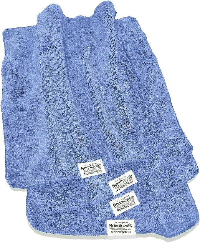 Nano Towels - The Amazing Eco Cloth Wipes that Cleans and Makes Shiny Virtually Any Surface with Only Water. No More Paper Towels Or Toxic Chemicals. 4-Pack. The Original USA Brand. (14x14, Blue)