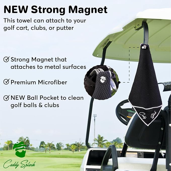 Original Golf Club Water Brush +Golf Pocket Mag Towel - Black Bundle