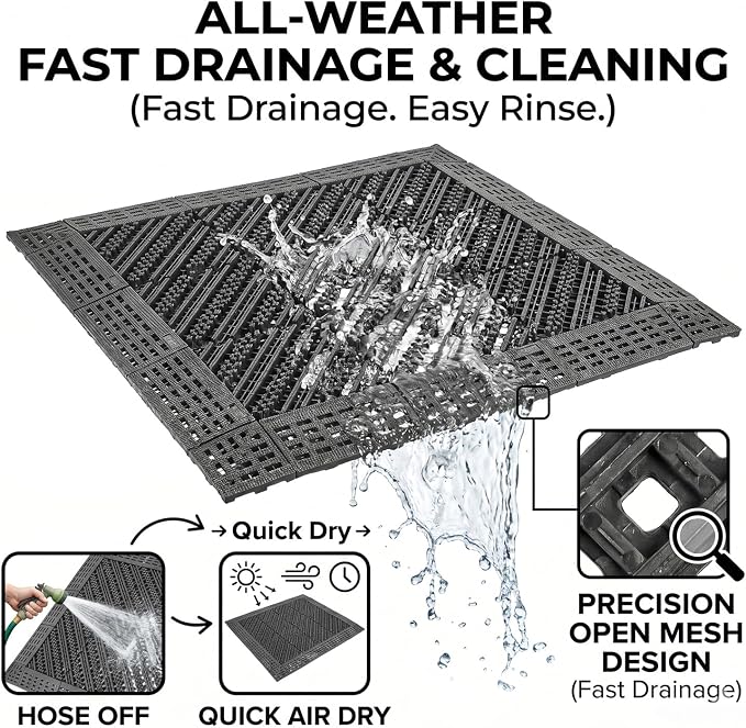 Heavy-Duty Outdoor Door Mat Shoe Brush Scraper– Door Scrubber Mat Boot Scraper – All-Weather Mud & Snow Shoe Cleaner for High-Traffic Entryway, Garage, & Patio (Black & Red, 30"x18")