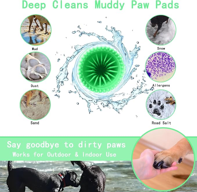 Dog Paw Cleaner Cup with Detachable Top Brush for Large & XL Dogs | Quick-clean muddy paws with soft bristles, one-step top brush grabs loose fur, lazy-friendly design, fits paws 2.5-3.5“ wide