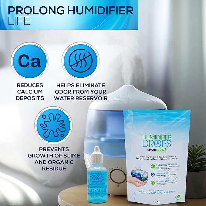 The Original Humidifier Drops - Premium Food Grade Concentrate, Slows Down Residue Accumulation on Surfaces, Minimizes Scaling - Freshens Water in All Humidifier Models, 100+ Day Supply, Made in USA