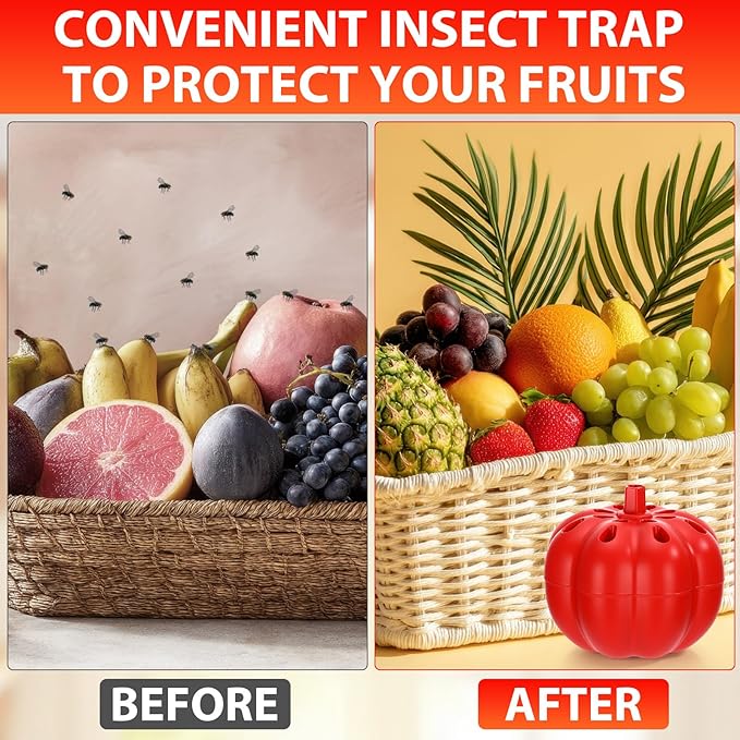 12 Pack Fruit Fly Traps Bulk for Indoors 540 Days Lure and Refills Supply Reusable Gnat Traps for House Indoor Fruit Fly Killer Safe Food Lure Ready to Use for Home Kitchen Countertop(Frosted)