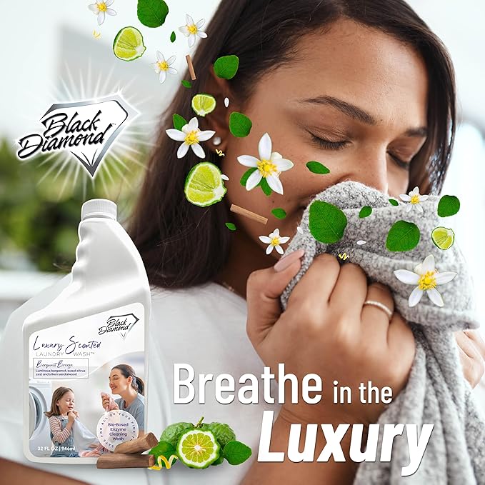 Black Diamond Stoneworks Bergamot Breeze Luxury Scented Laundry Wash, Premium Quality Detergent, Superior Cleaning Performance, Long-Lasting Fragrance, 1-Quart.
