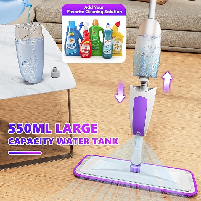 Microfiber Spray Mops for Floor Cleaning - Floor Mop with 11 Washable Pads fit for Swiffer Powermop