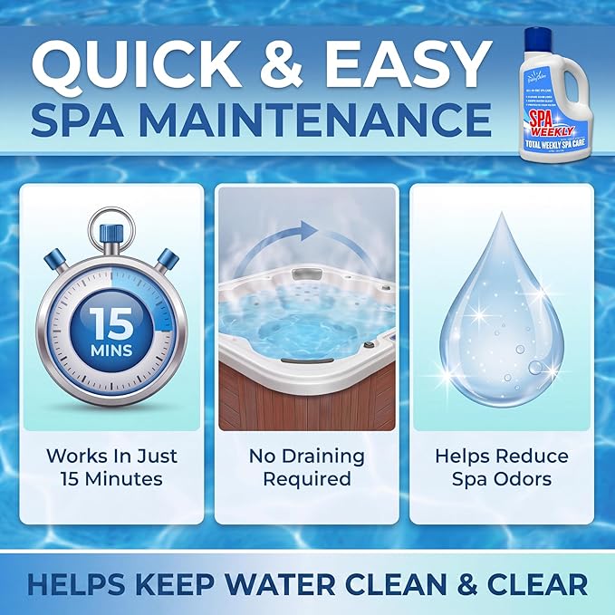 5-in-1 Weekly Hot Tub Chemicals, Spa Chemicals for Hot Tub, Clarifier, Cleaner & Conditioner for Spas & Inflatable Tubs, 3 L – BubbyShine
