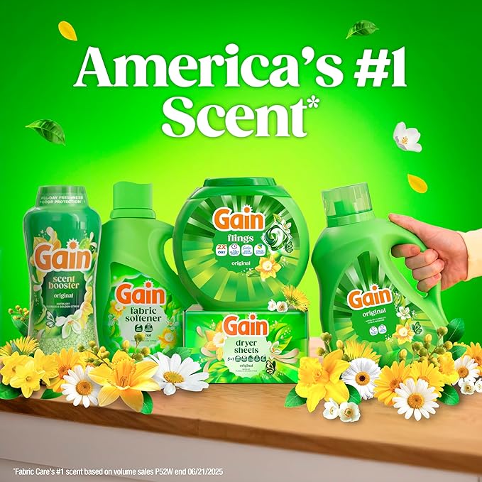 Gain Flings Liquid Washing Detergent Pods, Now with Odor Defense + Color Guard, Original Scent, 4-In-1 Liquid Laundry Detergent Pacs, Clean & Fresh, 112 Count (Packaging May Vary)