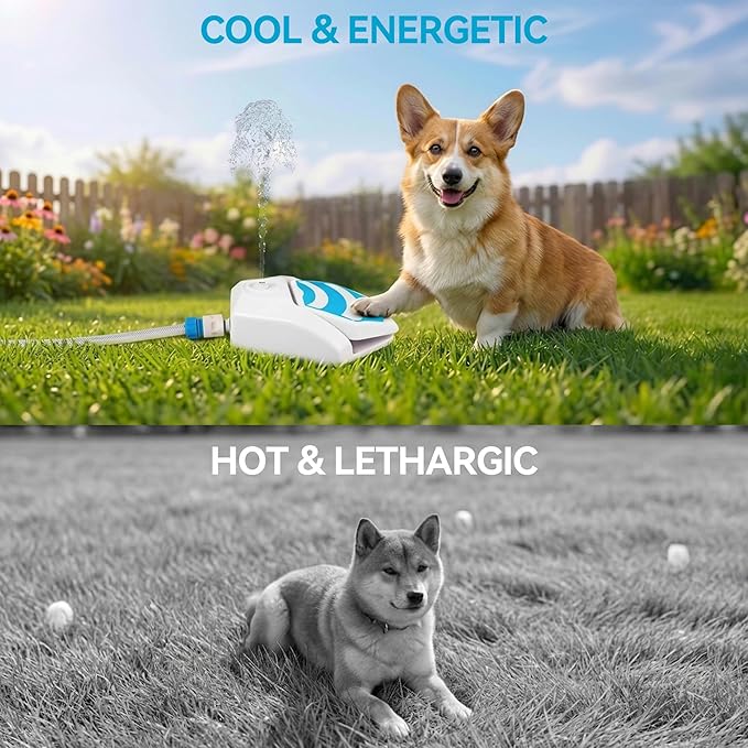 All For Paws Dog Water Fountain, Dog Sprinkler Paw Activated, Outdoor Water Fountain for Dog Drinking, Step On Pet Water Dispenser