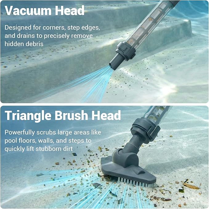 Cordless Hot Tub Vacuum, Rechargeable Handheld Pool Vacuum for Above Ground Pools, Removes Sand & Debris from Spas, Hot Tubs & Small Pools (Blue)