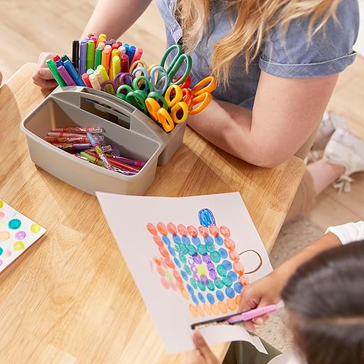 ECR4Kids 3-Compartment Small Plastic Caddy, Multipurpose Organization, Grey, 6-Pack