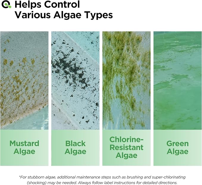 AquaDoc Liquid Algaecide for Swimming Pools - 32 oz - Treats Up to 2,500 Gallons - Non-Foaming, Copper-Free Formula for Pool Algae Control with Built-in Clarifier - Made in USA