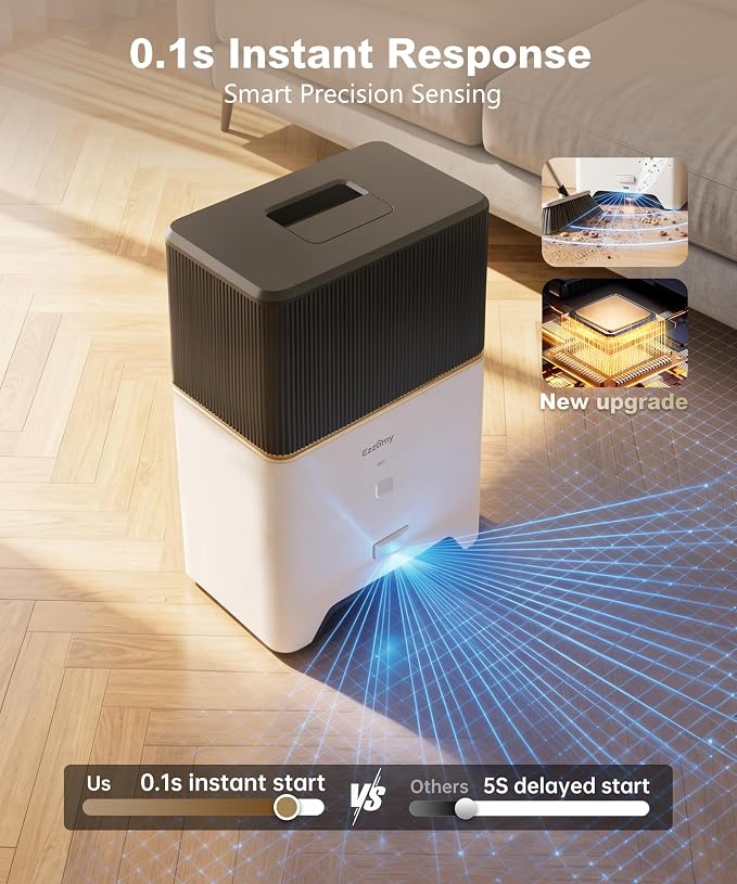 Touchless Vacuum Automatic Dustpan + 15 Pack Dust Bags, Bagged Design, 26,000Pa Powerful Suction, One-Touch Auto & Manual Mode for Pet Hair, Kitchen, Entryway & Salon, White