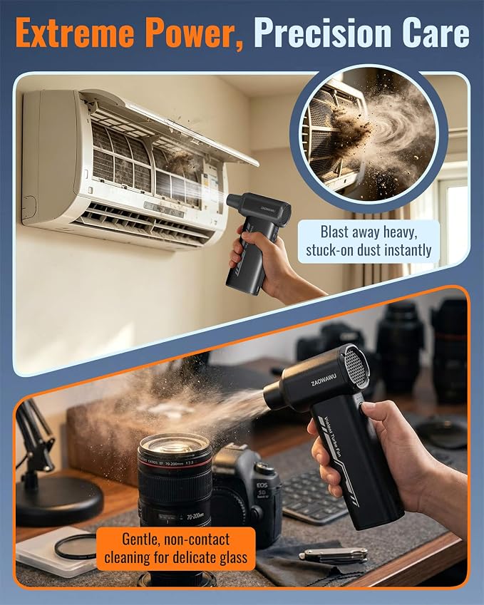 150000 RPM Electric Air Duster, Powerful Cordless Blower for Electronics | Fits PC & Electronics: Perfect for deep cleaning keyboards, computers, camera lenses, and delicate gaming setups.