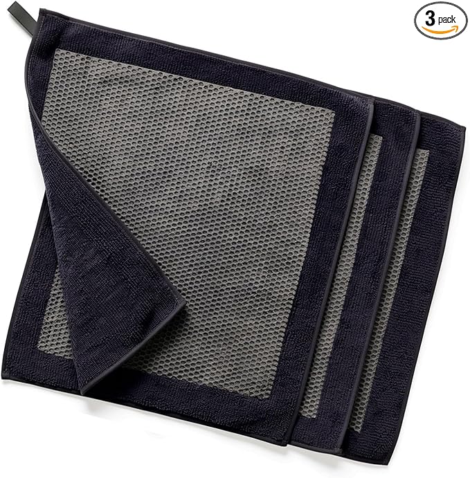 CACHIL 3 Pcs Clay Towel - Auto Detailing Clay bar Towel - Decontaminate Paint and Glass for Smoth Washing - Improve Wax and Sealant Bonding, Enhance Gloss and Color Depth - 12" x 12"（Black）