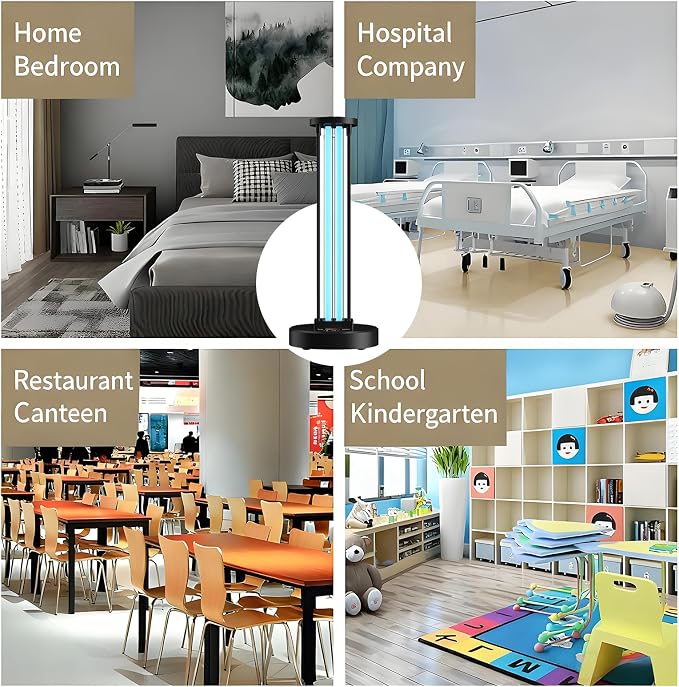 55W UV Light Sanitizer, Ultraviolet Lamp with Remote Control Portable Ultraviolet Light Sanitizer UVC Home Disinfection Device for Home, Room & Kitchen, Ultraviolet Light with 3 Speed Timings
