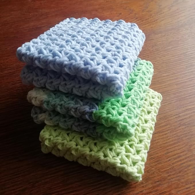 Set 3 Cotton Pastel Dish Rags Crochet Reusable Washcloth Knitted Volume Kitchen Dish Cloth Absorbente Widely Use