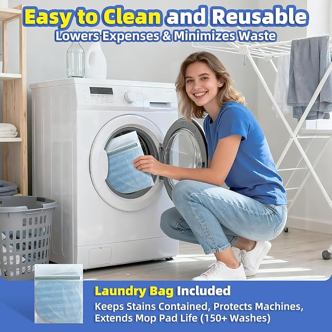 LOVECO Steam Cleaner Pads Compatible with Steam Cleaner McCulloch MC1385 & MC1375 (10x Triangle Microfiber Bonnets + 6X Replacement Microfiber Mop Pad + 1x Mesh Laundry Bag）