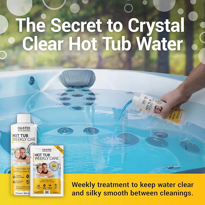 Bio Ouster 3-in-1 Weekly Hot Tub Chemicals & Spa Chemicals - Cleaner Clarifier Conditioner for Inflatable & Acrylic Spas - Chlorine Bromine Saltwater - No Draining, Made in USA, 16oz Bottle (8 Week)