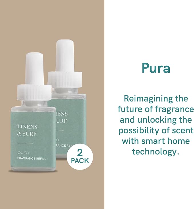 Pura - Fragrance for Smart Home Air Diffusers - Room Freshener - 6 Pack - Linens & Surf, Lavender Fields, Yuzu Citron