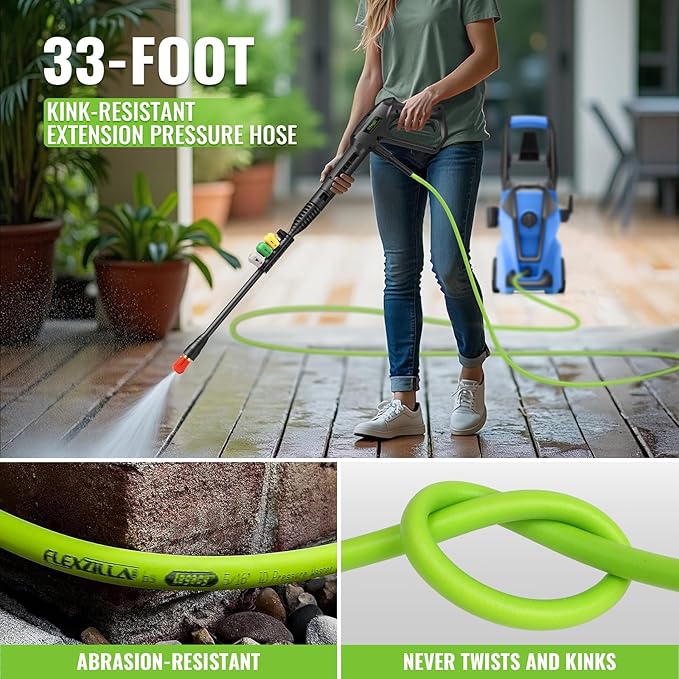 Electric Pressure Washer 5000PSI Max 4.0GPM with 33FT Flexible Extension Hose, 4 Nozzles, Foam Cannon, Power Washer Powered for Cars, Patios, Driveways, Deep Blue