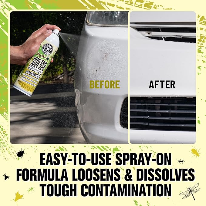 Chemical Guys Bug, Sap & Tar Remover, Fast Acting Pre Wash Cleaner For Cars, Trucks & SUVs, Removes Stuck On Residue, Road Film, Bug Splatter, Tree Sap, Grime, Spray 15 Fl Oz
